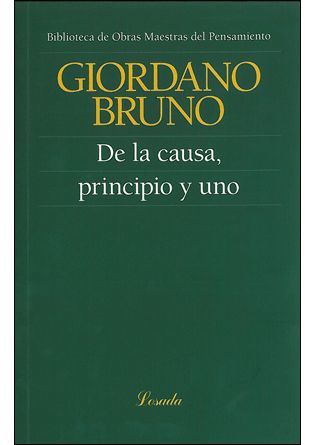 Portada de DE LA CAUSA, PRINCIPIO Y UNO